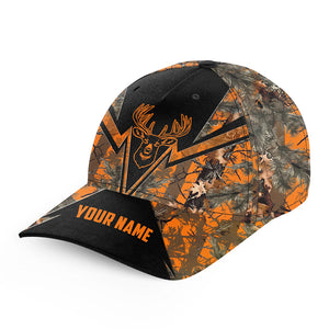 Deer hunting orange camo hunter hat custom name baseball hunting gifts for men, women NQS3915