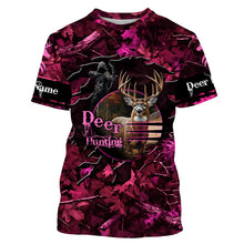 Load image into Gallery viewer, Deer hunting pink camo Custom Name all over printed shirts, Hunting gift for hunter girl NQS3922