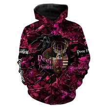 Load image into Gallery viewer, Deer hunting pink camo Custom Name all over printed shirts, Hunting gift for hunter girl NQS3922