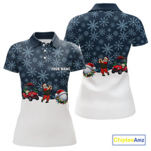 Load image into Gallery viewer, Blue snowflake pattern Christmas Women Golf Polo Shirts custom ladies golf attire, unique golf gifts NQS10865