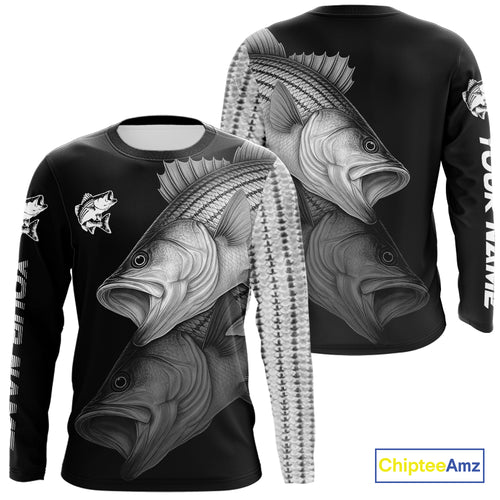 Striped Bass performance Fishing Shirts Custom Striper Fishing Long Sleeve Tournament Fishing Shirts NQS10113