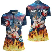 Load image into Gallery viewer, Water fire lightning thunder Bowling Polo, Quarter zip Shirt For Women custom bowling team jerseys NQS8464