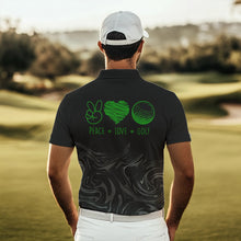 Load image into Gallery viewer, Black Camo Men golf polo shirts Customize peace love golf team golf attire for mens | Green NQS9527