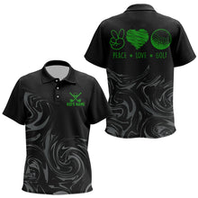 Load image into Gallery viewer, Black Camo Kid golf polo shirts Customize peace love golf team golf attire for kid | Green NQS9527