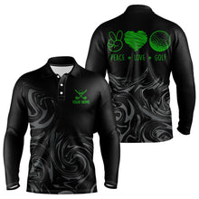 Load image into Gallery viewer, Black Camo Men golf polo shirts Customize peace love golf team golf attire for mens | Green NQS9527
