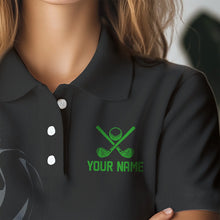 Load image into Gallery viewer, Black Camo Women golf polo shirts Customize peace love golf team golf attire for ladies | Green NQS9527