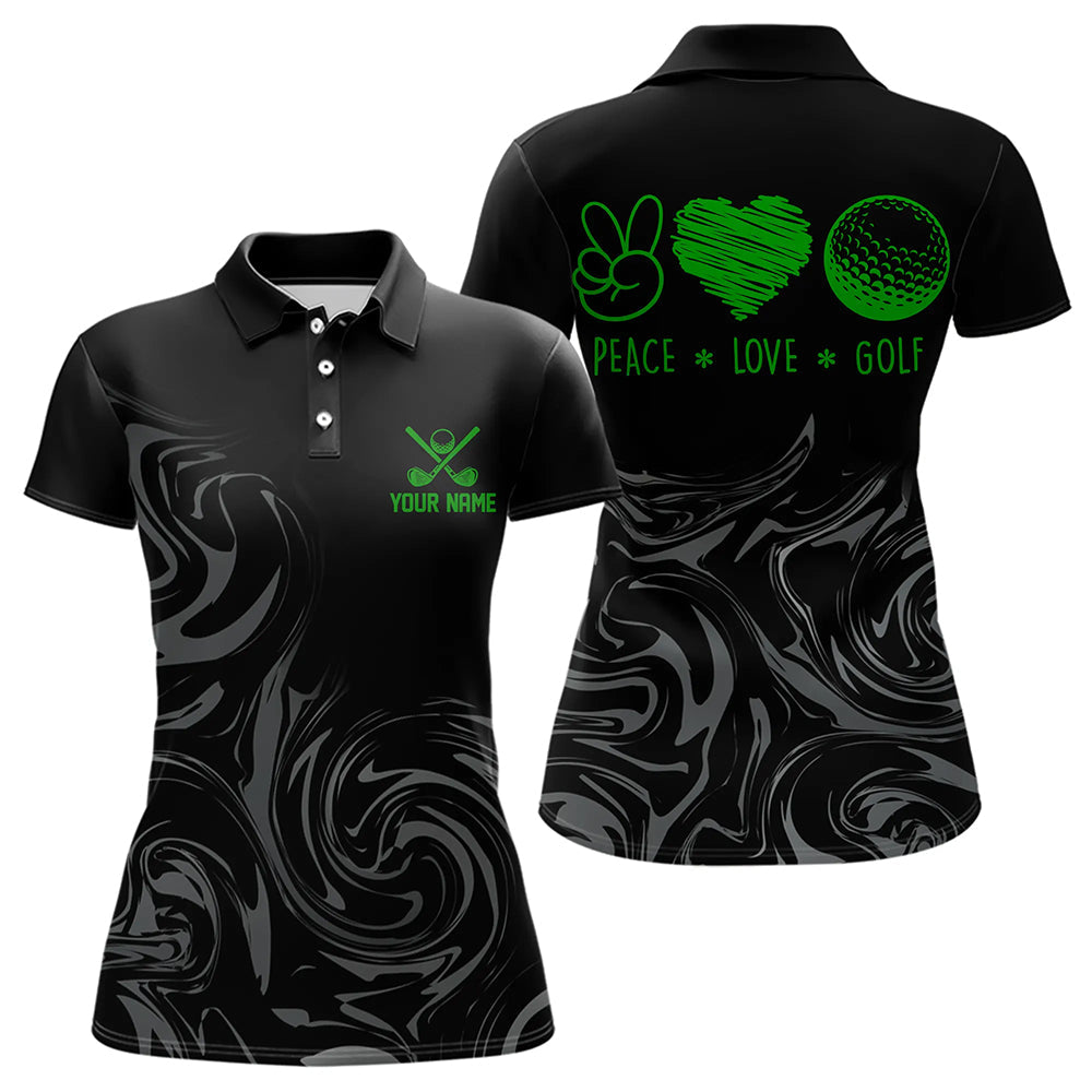 Black Camo Women golf polo shirts Customize peace love golf team golf attire for ladies | Green NQS9527
