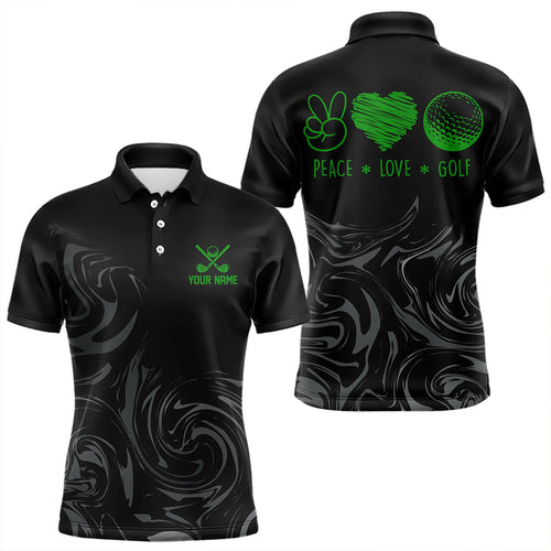 Black Camo Men golf polo shirts Customize peace love golf team golf attire for mens | Green NQS9527