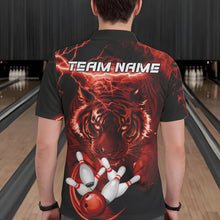 Load image into Gallery viewer, Personalized Red Lightning Thunder Storm Tiger Bowling Shirts For Men Custom Bowling Team Jerseys NQS9683
