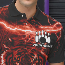 Load image into Gallery viewer, Personalized Red Lightning Thunder Storm Tiger Bowling Shirts For Men Custom Bowling Team Jerseys NQS9683