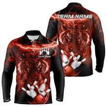 Load image into Gallery viewer, Personalized Red Lightning Thunder Storm Tiger Bowling Shirts For Men Custom Bowling Team Jerseys NQS9683