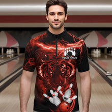 Load image into Gallery viewer, Personalized Red Lightning Thunder Storm Tiger Bowling Shirts For Men Custom Bowling Team Jerseys NQS9683