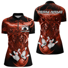 Load image into Gallery viewer, Personalized Red Lightning Thunder Storm Tiger Bowling Shirts For Women Custom Bowling Team Jerseys NQS9683