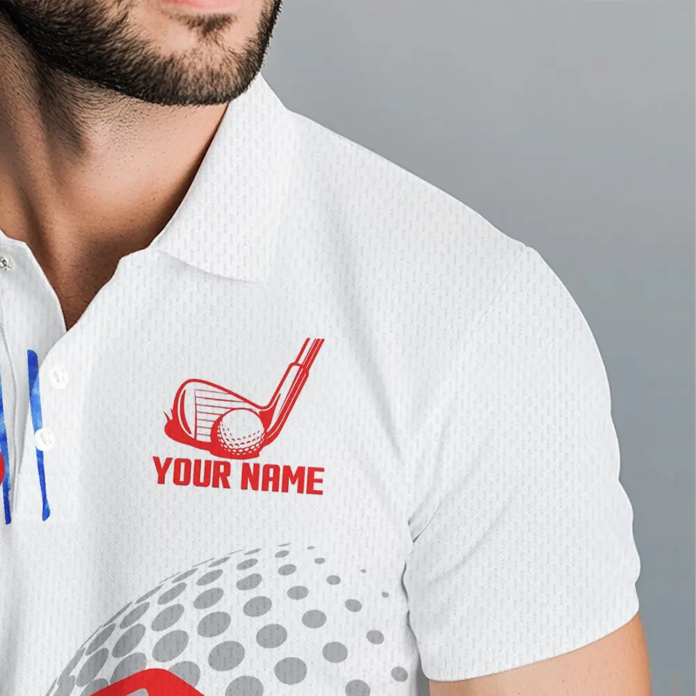 Red, White and Blue American Flag Golf Polo Shirts For Men Custom Patriotic Golf Shirts Golfer Outfit NQS9690