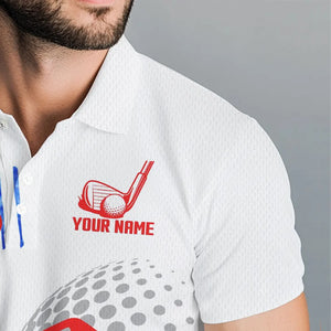 Red, White and Blue American Flag Golf Polo Shirts For Men Custom Patriotic Golf Shirts Golfer Outfit NQS9690