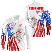 Load image into Gallery viewer, Red, White and Blue American Flag Golf Polo Shirts For Men Custom Patriotic Golf Shirts Golfer Outfit NQS9690