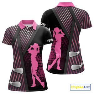Black and pink matching golf polo for couples custom golf clubs team golf shirt, matching golf shirts NQS10117