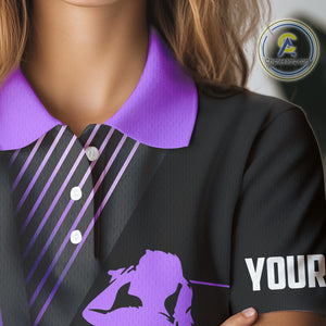 Black and purple Women golf polo shirts custom golf clubs team golf shirts, golf tops for ladies NQS10118