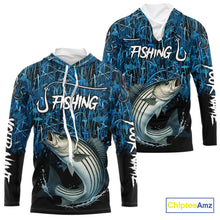 Load image into Gallery viewer, Striped Bass Fishing blue camo Custom UV protection Striper long sleeves fishing shirts NQS10122