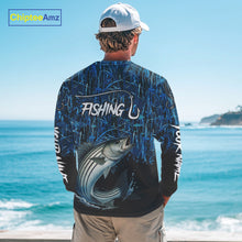 Load image into Gallery viewer, Striped Bass Fishing blue camo Custom UV protection Striper long sleeves fishing shirts NQS10122