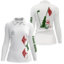 Load image into Gallery viewer, Womens golf polo shirt custom vintage golf and wine golf clubs Christmas polo shirts NQS6598