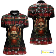 Load image into Gallery viewer, Black &amp; Red Plaid Christmas pattern Skull Bowling Shirts For Women Custom Team Bowling outfit jersey NQS11057