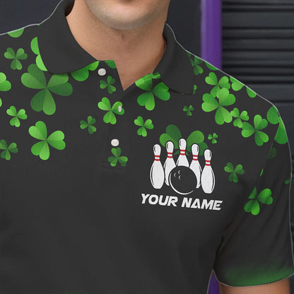 Green shamrock Flame bowling shirts for men Custom St Patrick Day black team league bowling jerseys NQS9390