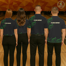 Load image into Gallery viewer, Black and Green Camo Skull Lightning Bowling Polo, 1/4 zip shirts for Men Custom Team bowling Jersey NQS11657