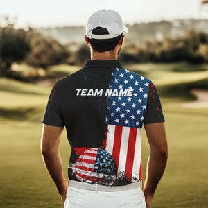 Black American Flag Mens Golf Polo Shirts Custom Golf attire for men, patriotic golf gifts NQS9696