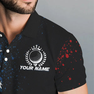 Black American Flag Mens Golf Polo Shirts Custom Golf attire for men, patriotic golf gifts NQS9696