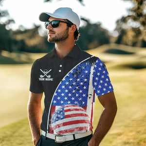 Personalized Black Camo Golf Polo Shirts For Men Custom American Flag patriotic golf shirts outfit NQS9698