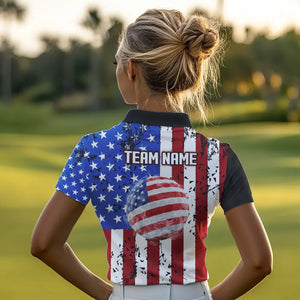 Personalized Black Camo Golf Polo Shirts For Women Custom American Flag patriotic golf shirts outfit NQS9698