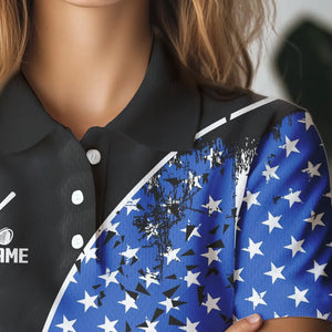 Personalized Black Camo Golf Polo Shirts For Women Custom American Flag patriotic golf shirts outfit NQS9698