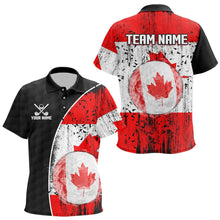 Load image into Gallery viewer, Personalized Black Camo Kids golf polo shirts Custom Canadian Flag patriotic golf shirt outfit NQS9699