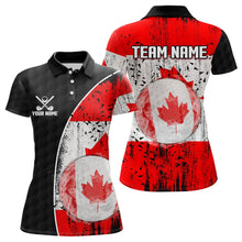 Load image into Gallery viewer, Personalized Black Camo Golf Polo Shirts For Women Custom Canadian Flag patriotic golf shirts outfit NQS9699