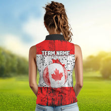 Load image into Gallery viewer, Personalized Black Camo Womens golf shirts sleeveless Custom Canadian Flag patriotic golf shirt outfit NQS9699