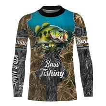 Load image into Gallery viewer, Largemouth Bass Fishing Camo Customize name sun protection long sleeve fishing shirt, personalized gift NQS474