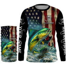 Load image into Gallery viewer, Mahi Mahi ( Dorado) Fishing 3D American Flag Patriotic Customize name All over print fishing shirts NQS468