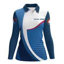 Load image into Gallery viewer, Womens golf polo shirts custom team golf attire for women, personalized golf gifts | Blue NQS7833