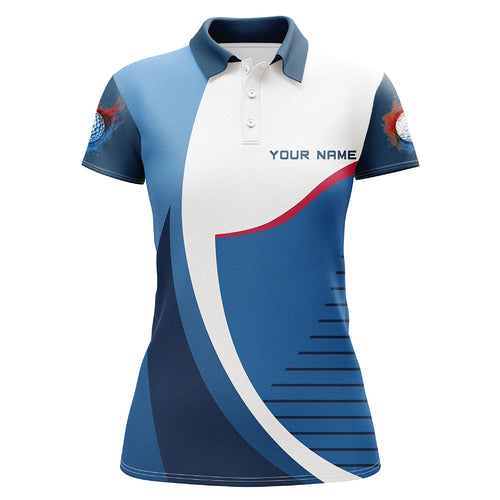 Womens golf polo shirts custom team golf attire for women, personalized golf gifts | Blue NQS7833