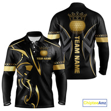 Load image into Gallery viewer, Black and Gold crown Men golf polo shirts Custom Golf Team jerseys, cool golf gifts NQS10125