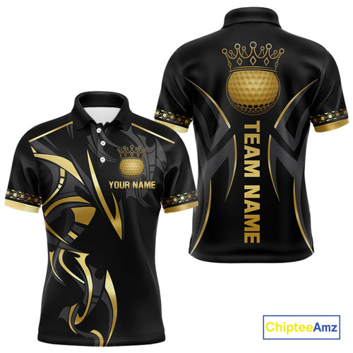 Black and Gold crown Men golf polo shirts Custom Golf Team jerseys, cool golf gifts NQS10125
