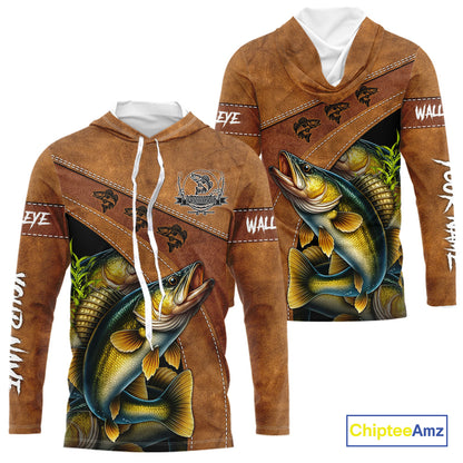 Walleye fishing UV protection custom name fishing shirts, performance shirts for men, women, kid NQS10265
