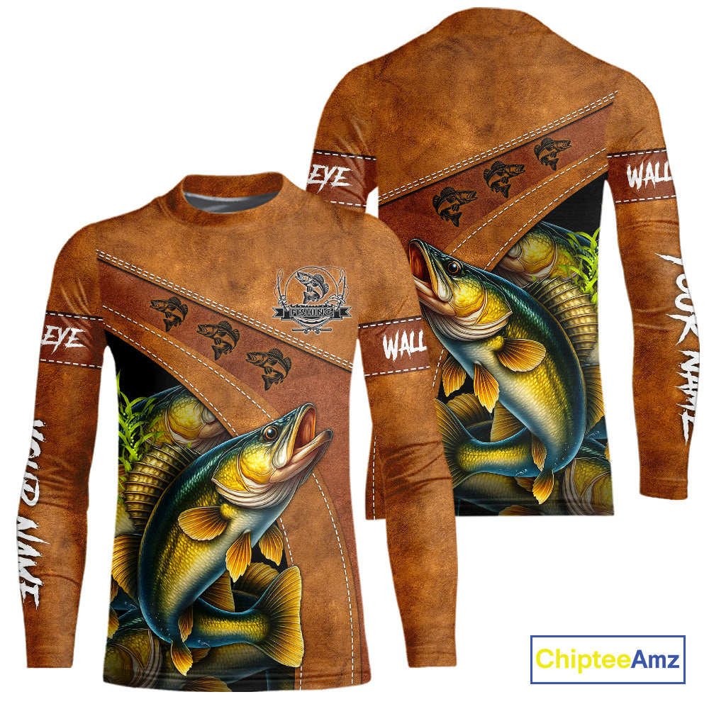 Walleye fishing UV protection custom name fishing shirts, performance shirts for men, women, kid NQS10265