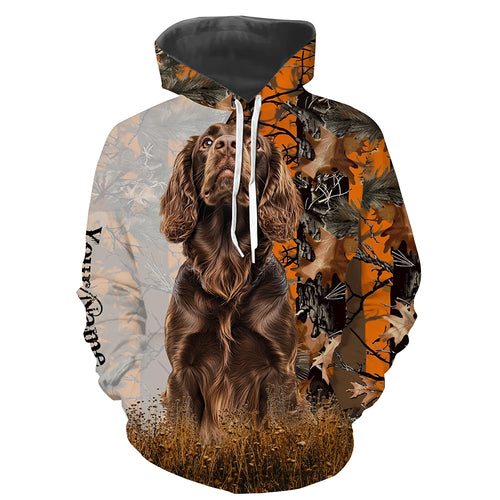 Boykin spaniel dog hunting orange camo Custom Name Full Printing Shirts, Boykin spaniel Hunting Gifts NQS4138