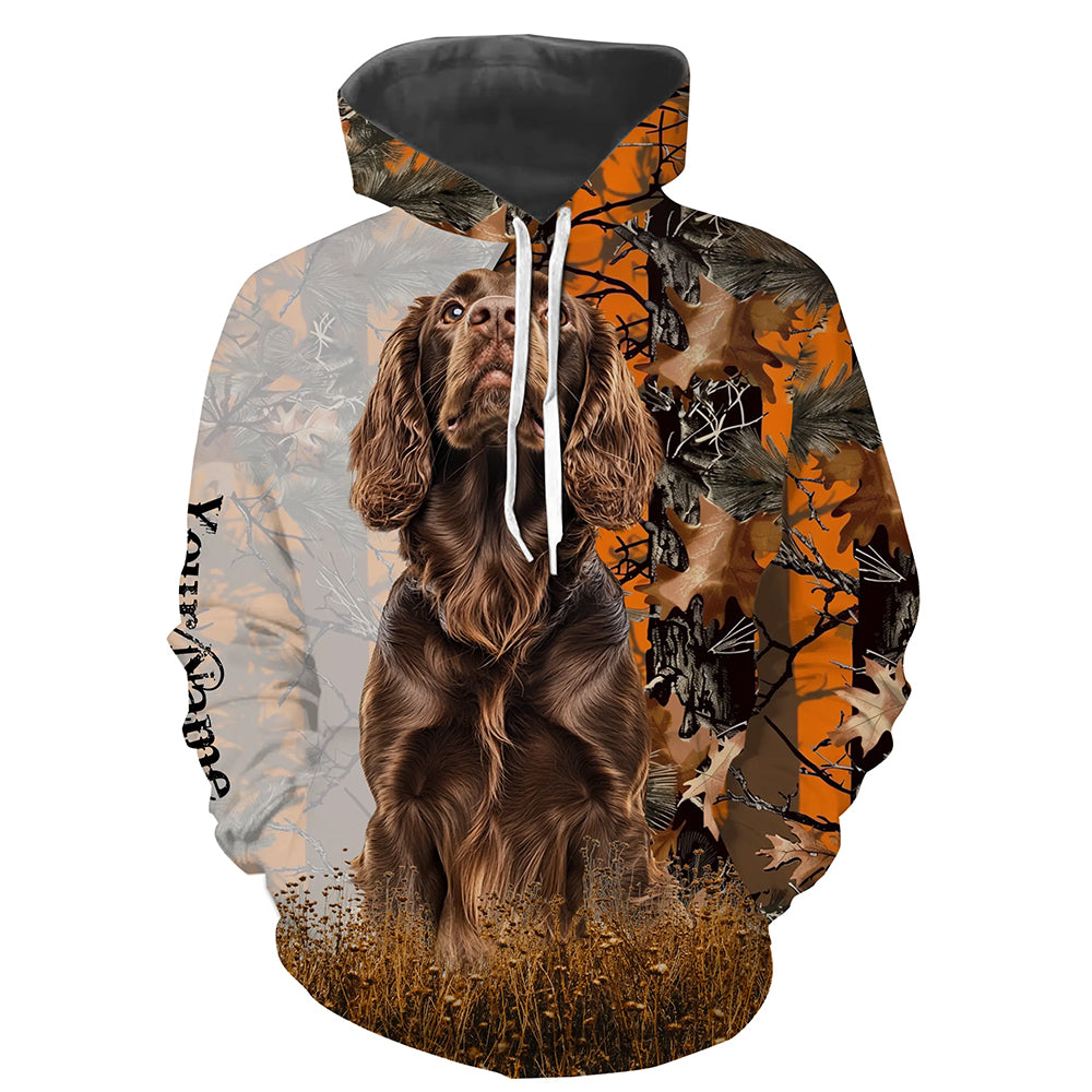 Boykin spaniel dog hunting orange camo Custom Name Full Printing Shirts, Boykin spaniel Hunting Gifts NQS4138