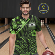 Load image into Gallery viewer, Black and Green tribal pattern Bowling Polo, 1/4 zip Shirts For Men Custom Team Bowling Jerseys NQS11469