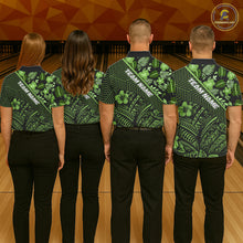 Load image into Gallery viewer, Black and Green tribal pattern Bowling Polo, 1/4 zip Shirts For Men Custom Team Bowling Jerseys NQS11469