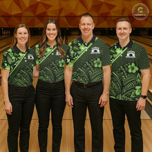 Load image into Gallery viewer, Black and Green tribal pattern Bowling Polo, 1/4 zip Shirts For Men Custom Team Bowling Jerseys NQS11469