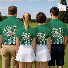 Load image into Gallery viewer, Green argyle pattern St Patrick Golf Polo Golf shirts for Women Custom gifts for the golfer NQS11476